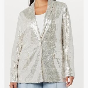 Elegant Silver Sequin Blazer